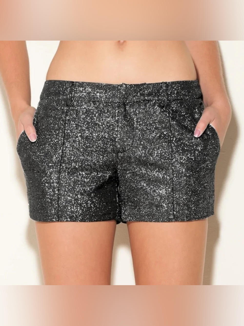 Umgee Silver Metallic Dress Shorts Small